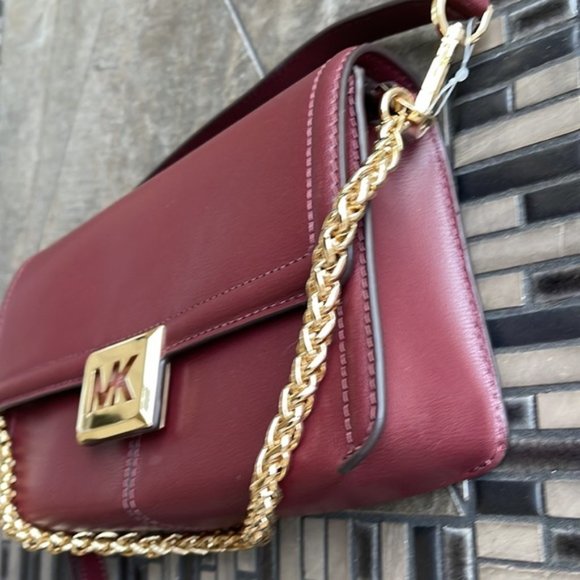 Michael Kors Sonia Medium Leather Shoulder Bag Merlot - Picture 6 of 16